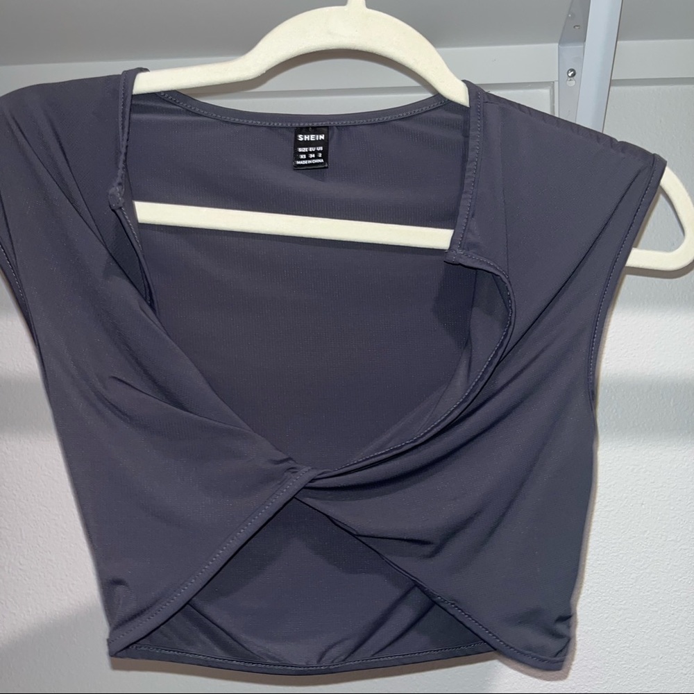 Gray Twist Front Crop Top